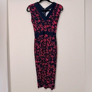 H&M Sheath Dress Size XS Blue Magenta Sleeveless V Neck Jersey Stretch